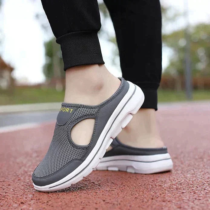 Women's Slip-On Mules in Mesh with Side Cutouts