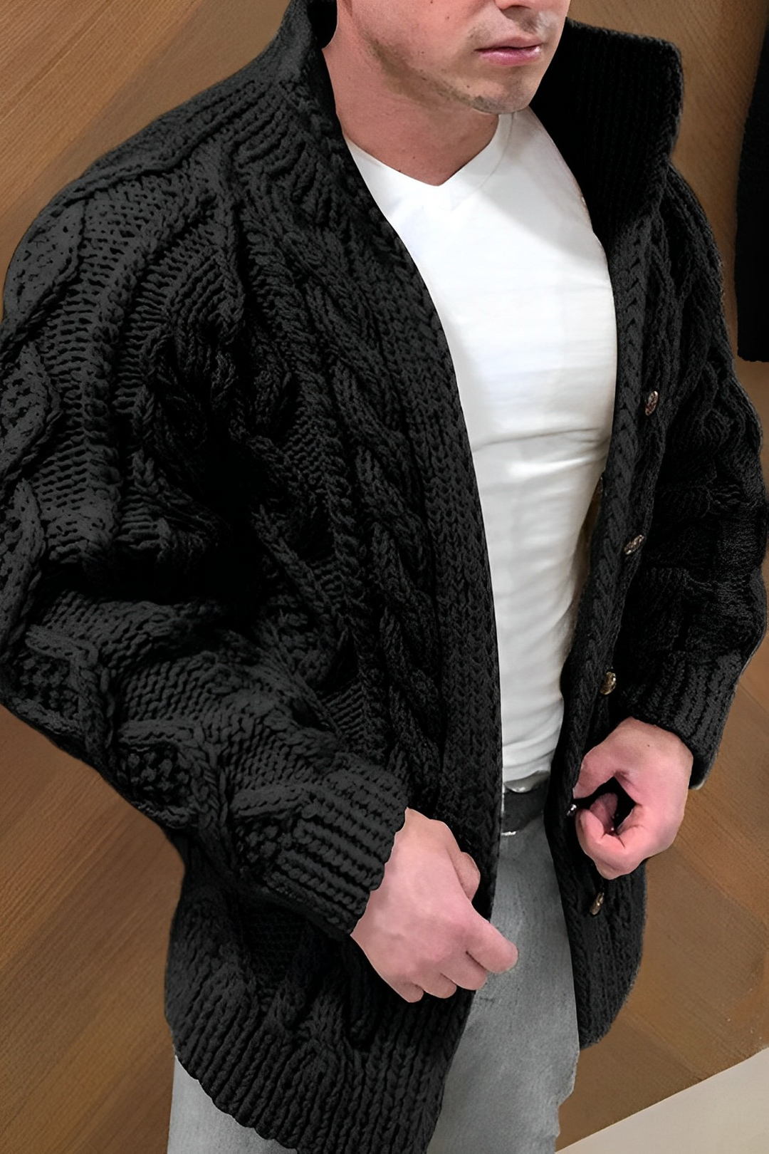 Warm Cardigan with Cable Pattern