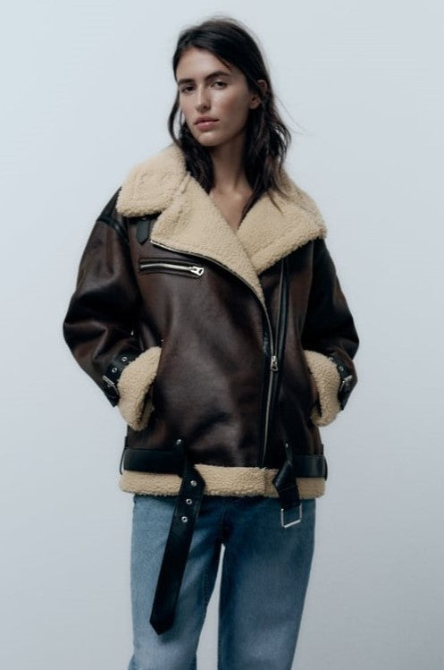 Karina - Jacket with Lapel in Synthetic Material