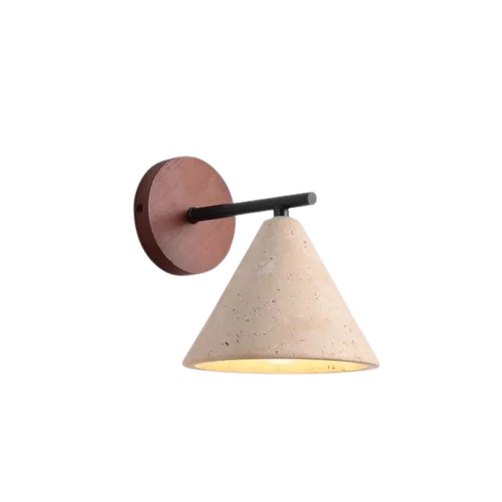 Kiki's Way | Bianco Splendente Wall Light – Travertine & Wood, E27