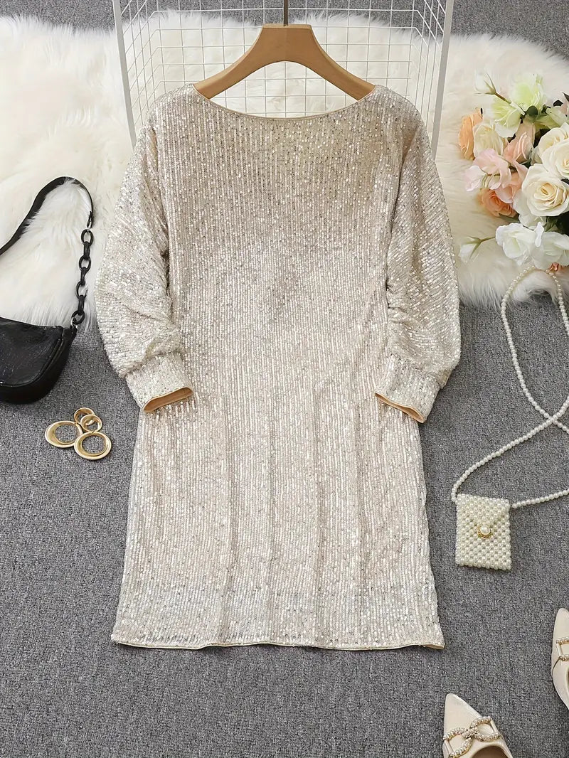 Party Sequin Dress with Contrast