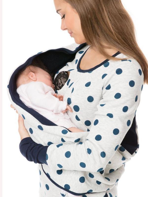 Maternity Nursing Sweatshirts, Floral Print, Pockets, Zipper, Nursing Clothing
