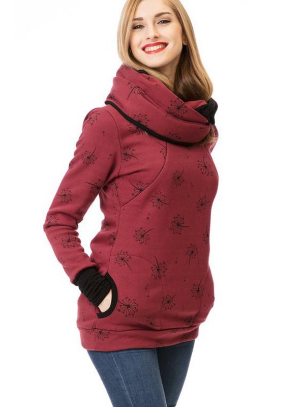 Maternity Nursing Sweatshirts, Floral Print, Pockets, Zipper, Nursing Clothing