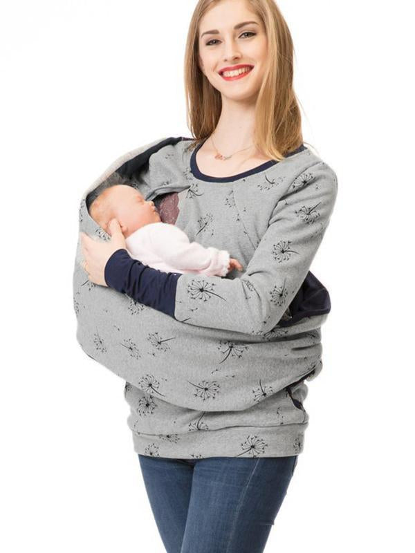 Maternity Nursing Sweatshirts, Floral Print, Pockets, Zipper, Nursing Clothing