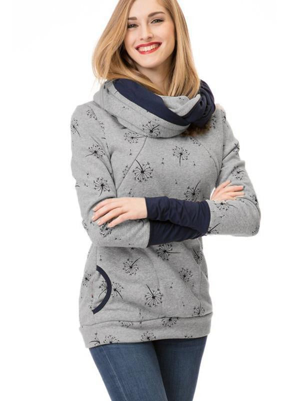 Maternity Nursing Sweatshirts, Floral Print, Pockets, Zipper, Nursing Clothing