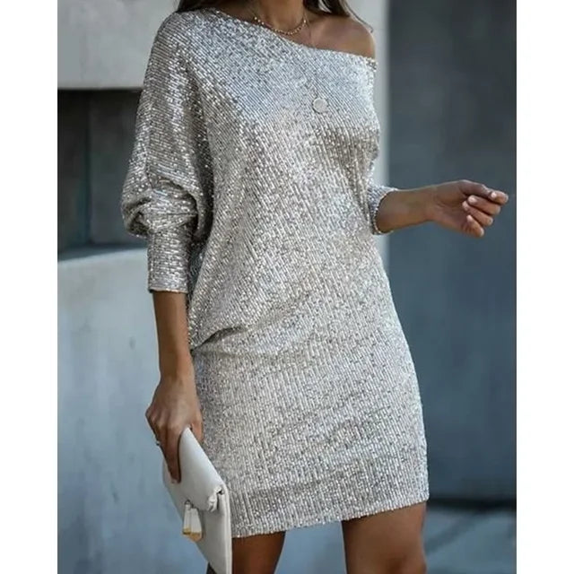 Party Sequin Dress with Contrast