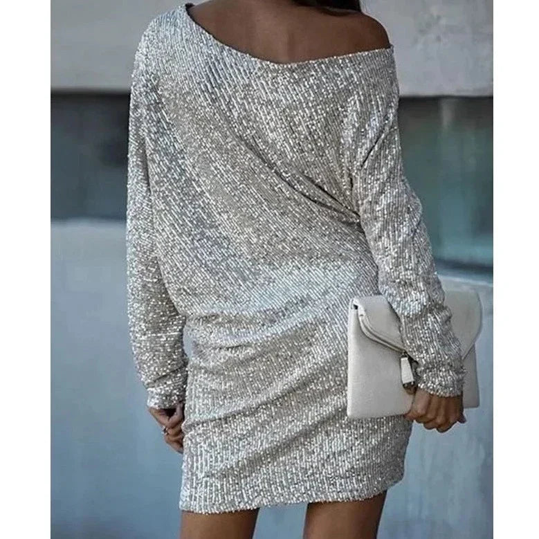 Party Sequin Dress with Contrast