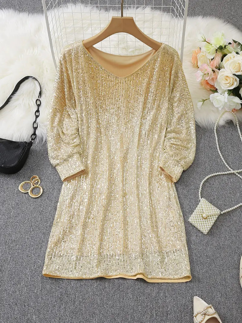 Party Sequin Dress with Contrast
