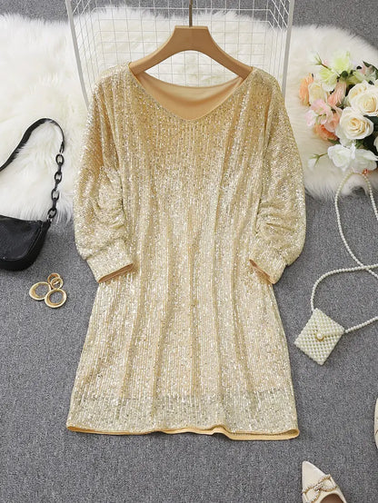 Party Sequin Dress with Contrast