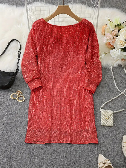 Party Sequin Dress with Contrast