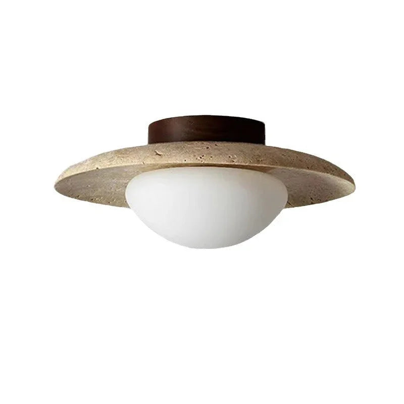 Kiki's Way | Anabelle Travertine Ceiling Light – Wood Base, G9