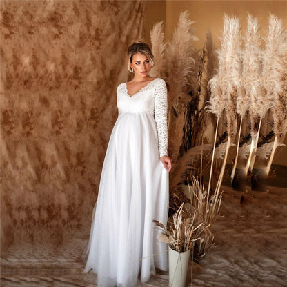 Elegant Lace Maxi Dress for Pregnant Women