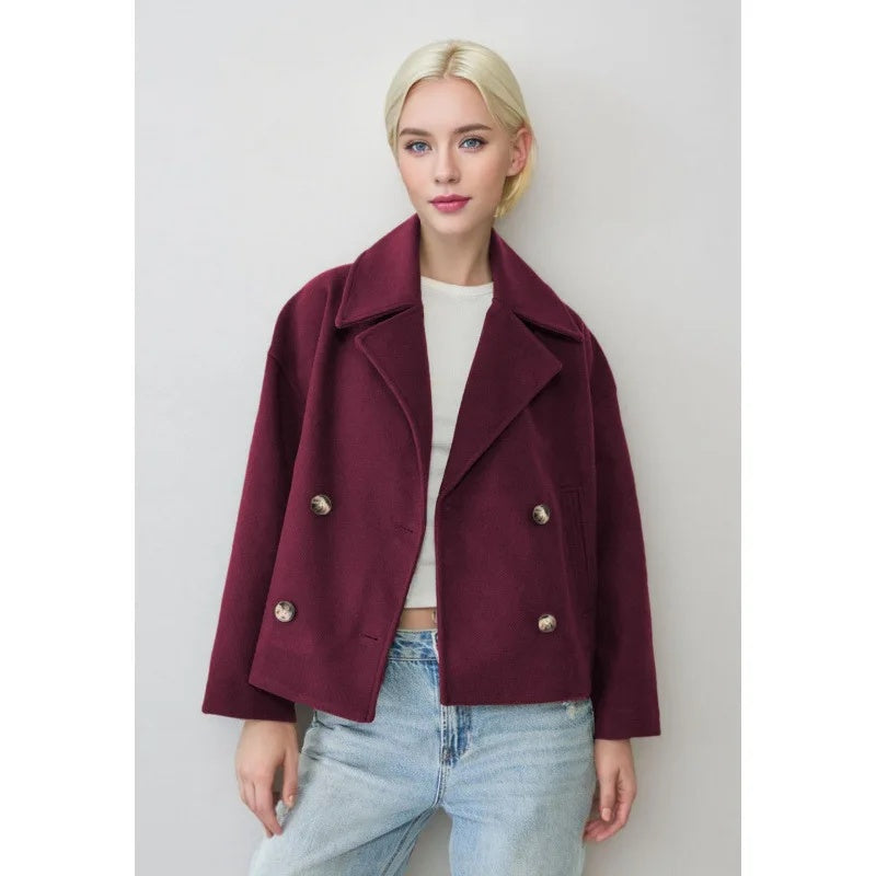 Women's Jacket with Short Cut & Double-Breasted Design