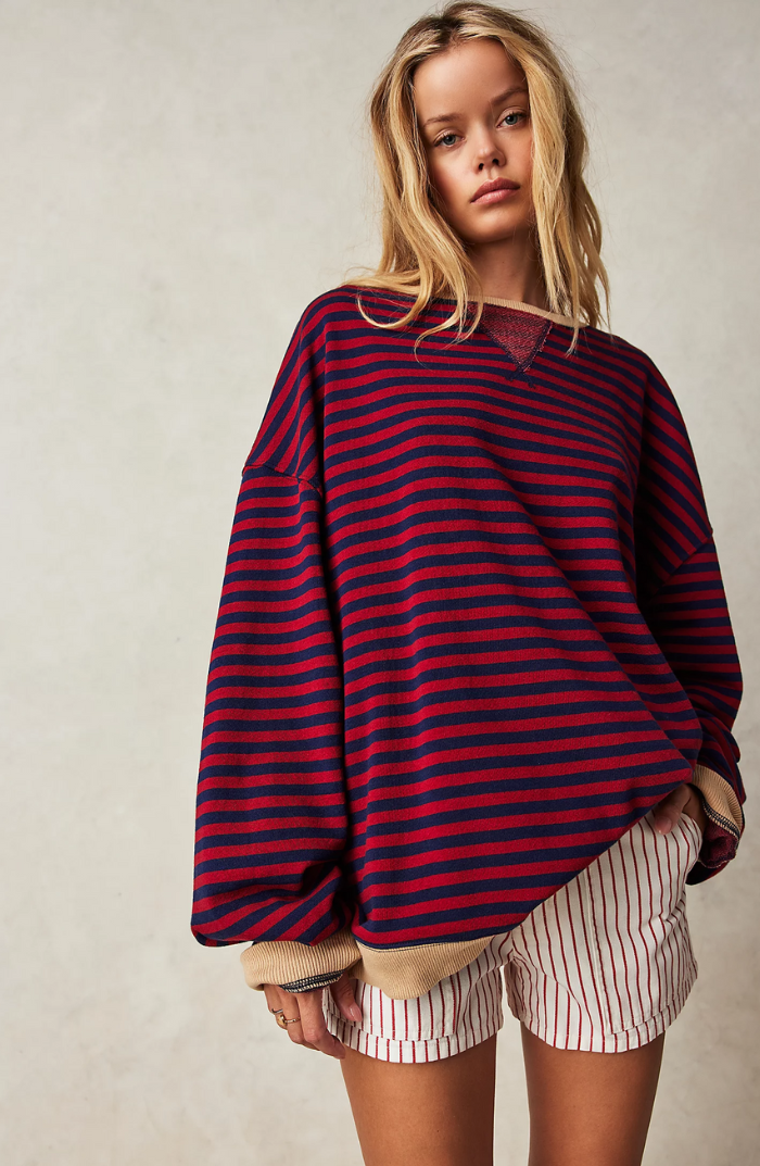 Women's Oversized Striped Sweatshirt