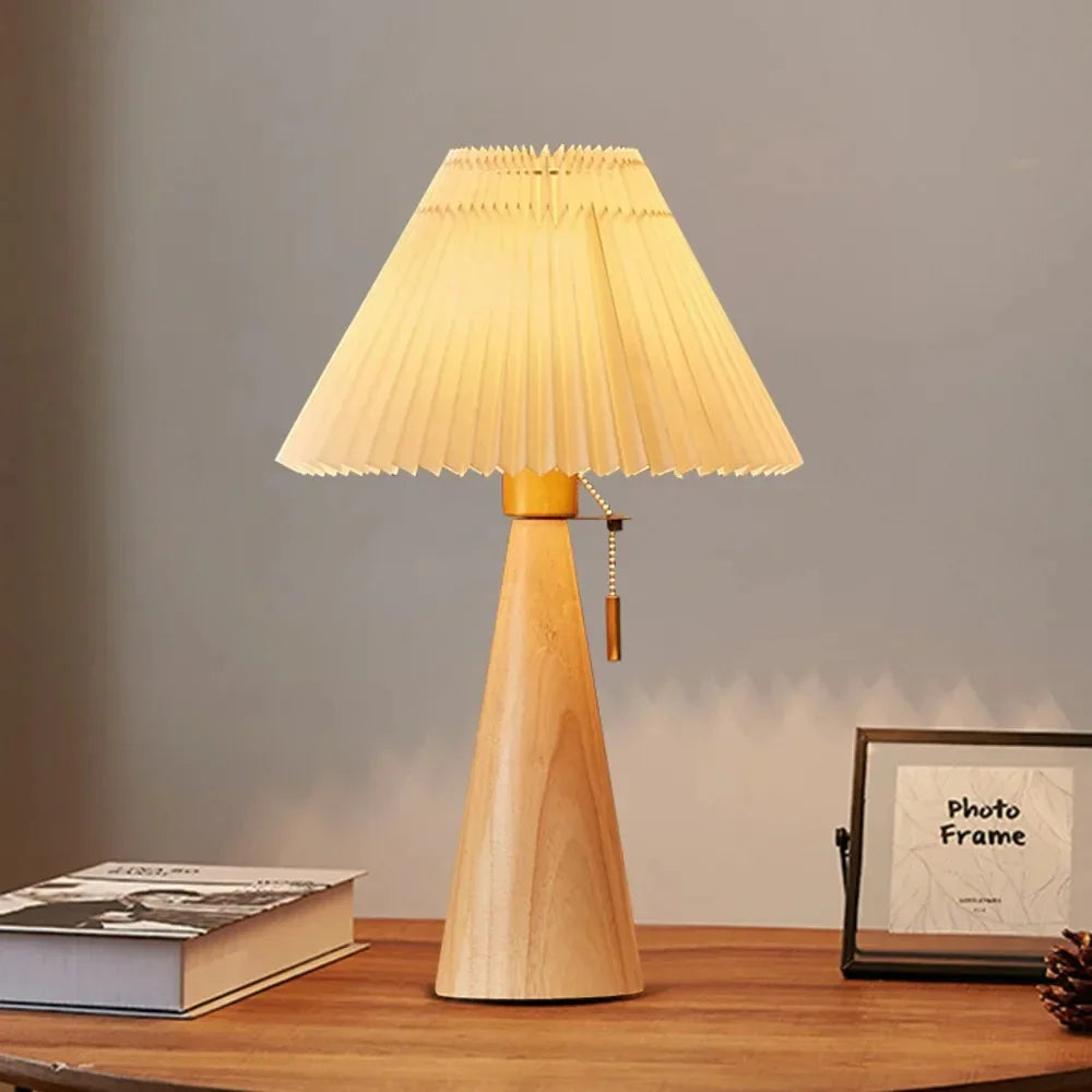 Kiki's Way | Astoria Wooden Table Lamp – Pleated Shade