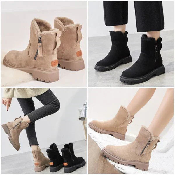 Women's Lined Winter Ankle Boots with Zipper