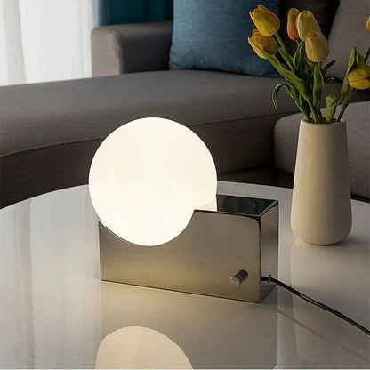Kiki's Way | Arya Steel Table Lamp – Frosted Glass Globe