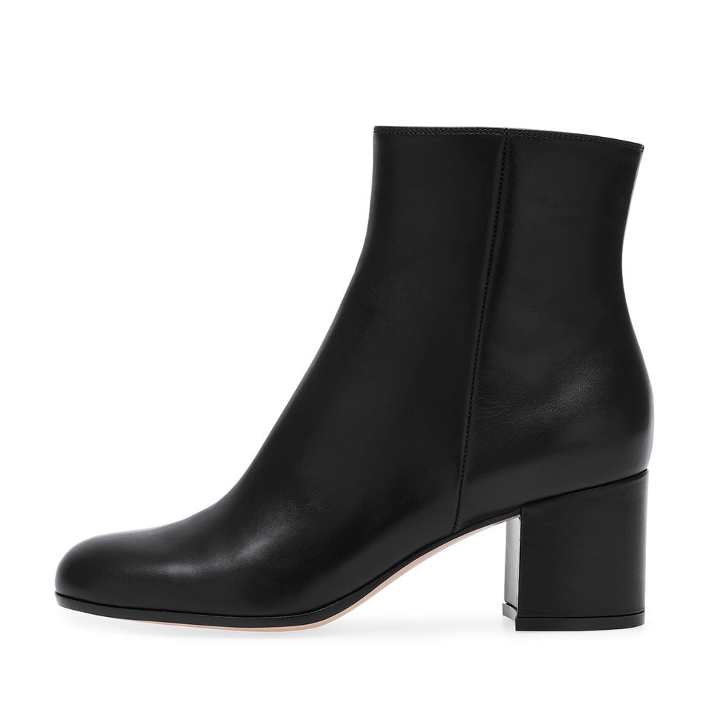 Women's Chunky Heel Round-Toe Mid-Heel Boots