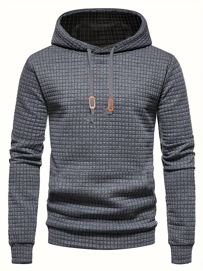 Men's Casual Waffle-Knit Hoodie