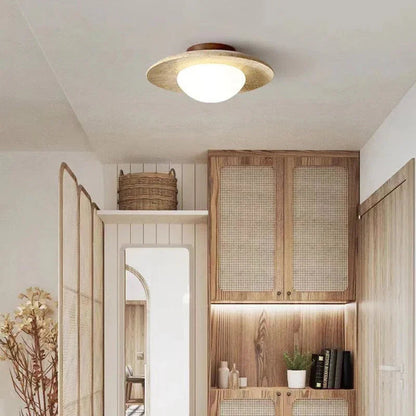Kiki's Way | Anabelle Travertine Ceiling Light – Wood Base, G9