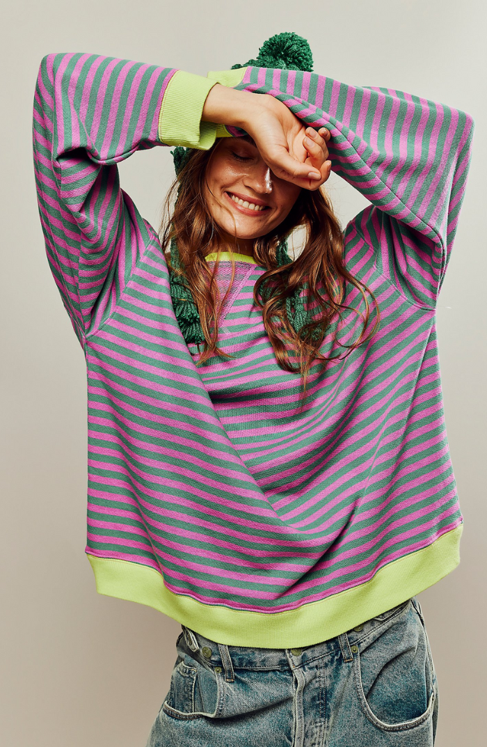 Women's Oversized Striped Sweatshirt