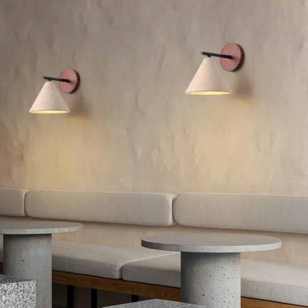 Kiki's Way | Bianco Splendente Wall Light – Travertine & Wood, E27
