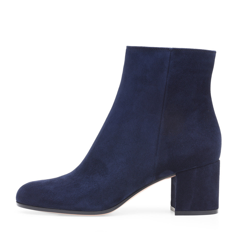 Women's Chunky Heel Round-Toe Mid-Heel Boots