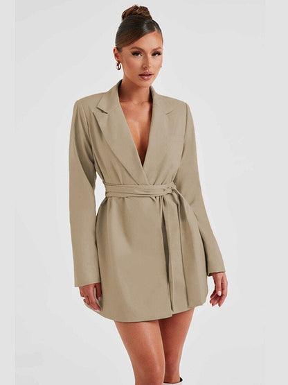 Black Women's Blazer Dress with V-Neck