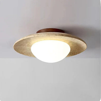 Kiki's Way | Anabelle Travertine Ceiling Light – Wood Base, G9