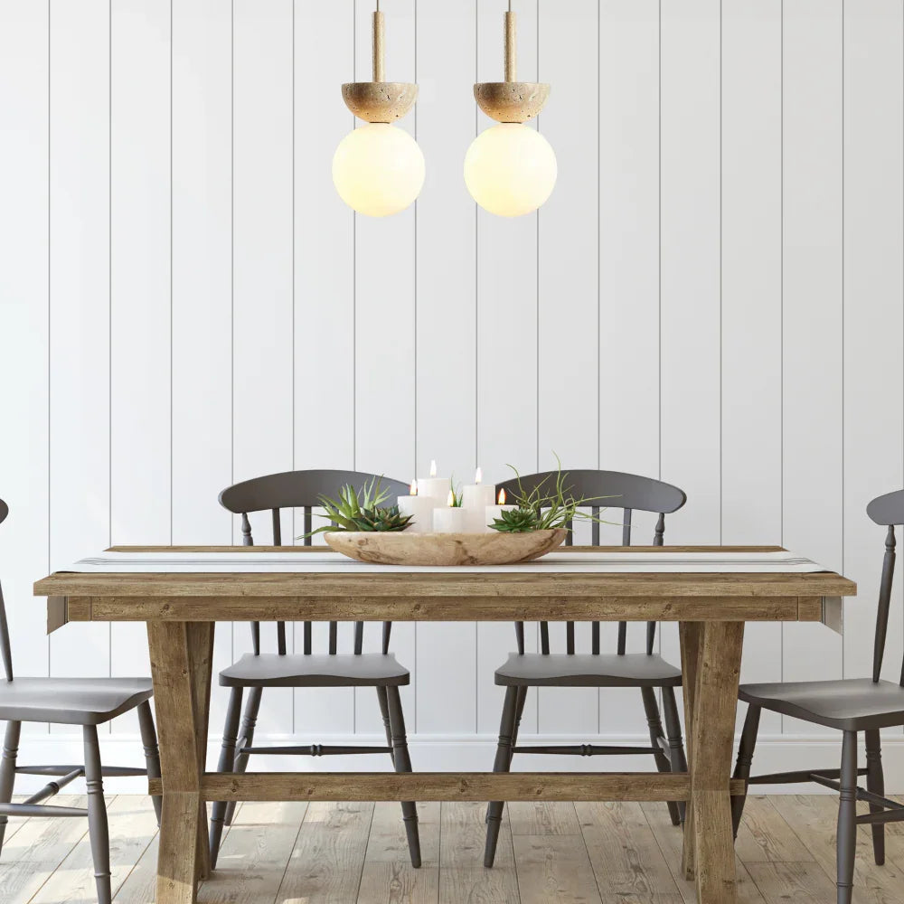 Kiki's Way | Audrey Travertine Pendant Light – Cream Stone