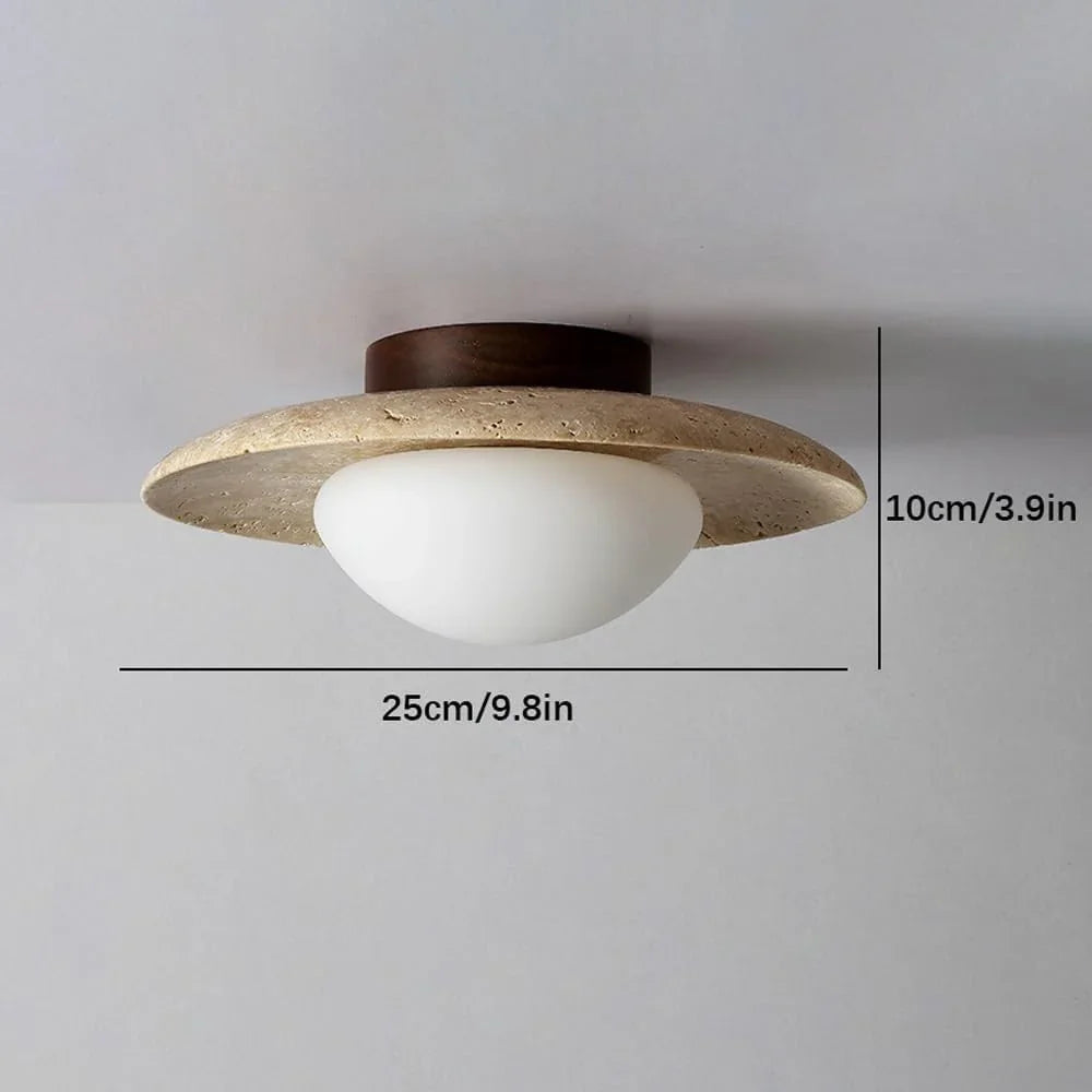 Kiki's Way | Anabelle Travertine Ceiling Light – Wood Base, G9