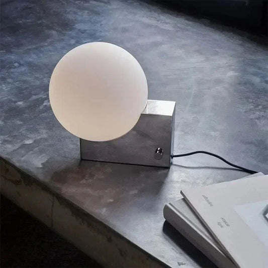 Kiki's Way | Arya Steel Table Lamp – Frosted Glass Globe