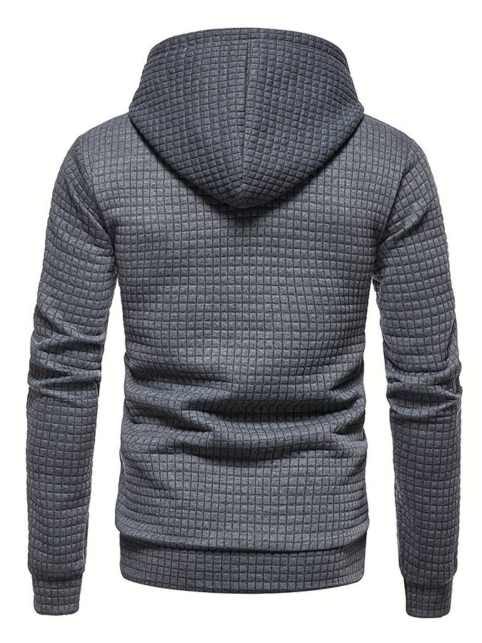 Men's Casual Waffle-Knit Hoodie
