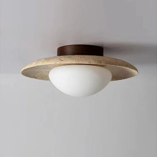 Kiki's Way | Anabelle Travertine Ceiling Light – Wood Base, G9