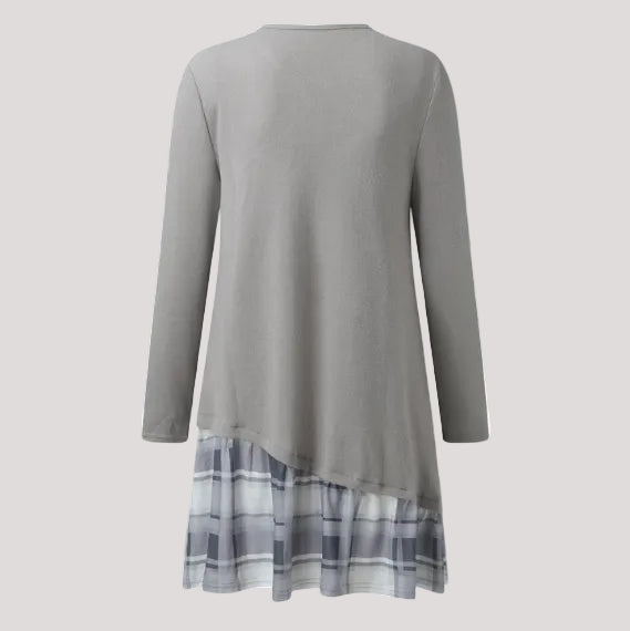 Long-Sleeve Checked Dress