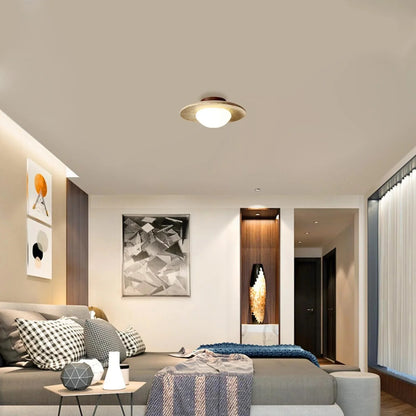 Kiki's Way | Anabelle Travertine Ceiling Light – Wood Base, G9