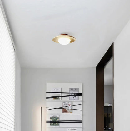 Kiki's Way | Anabelle Travertine Ceiling Light – Wood Base, G9