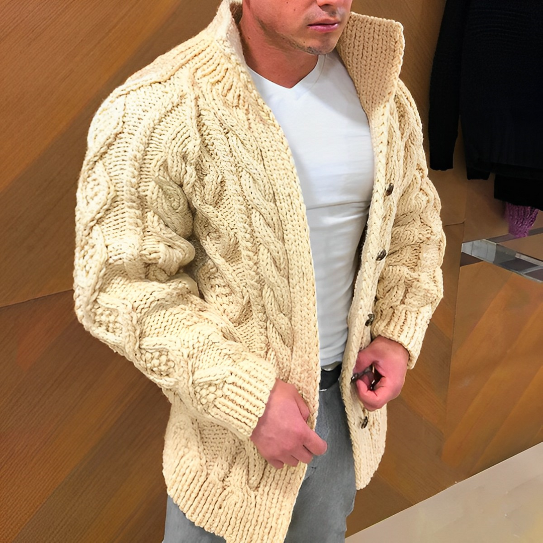 Warm Cardigan with Cable Pattern