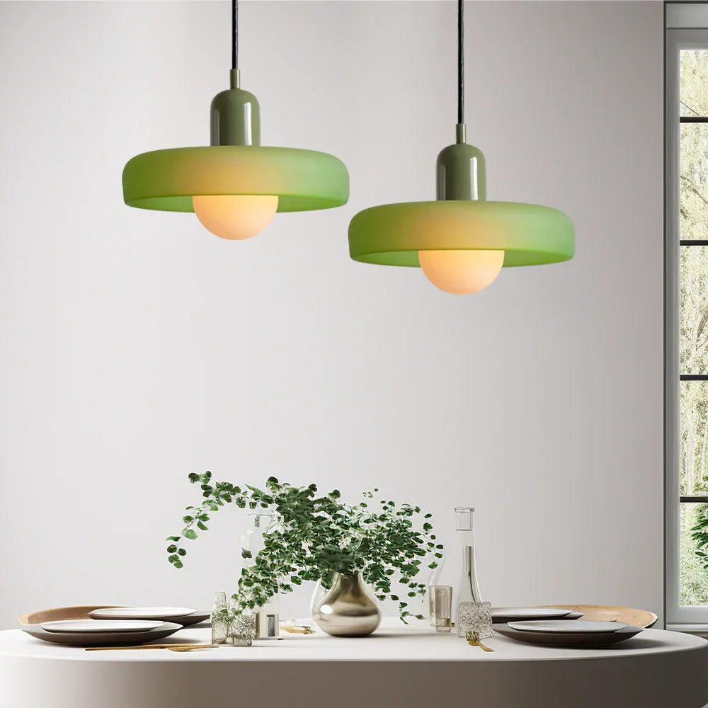 Kiki's Way | Stained Glass Pendant Light – Brass Finish, G9