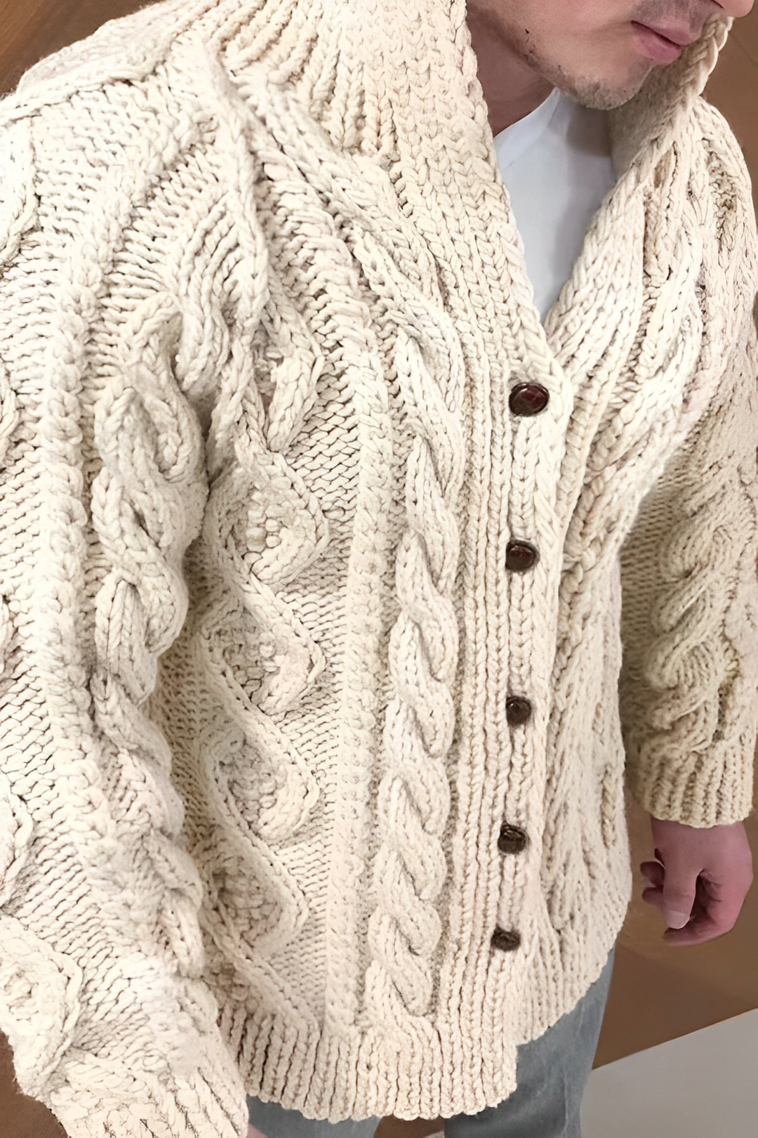 Warm Cardigan with Cable Pattern
