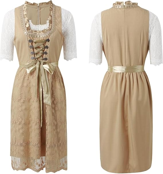 Women's Traditional Bavarian Outfit with Apron and Blouse