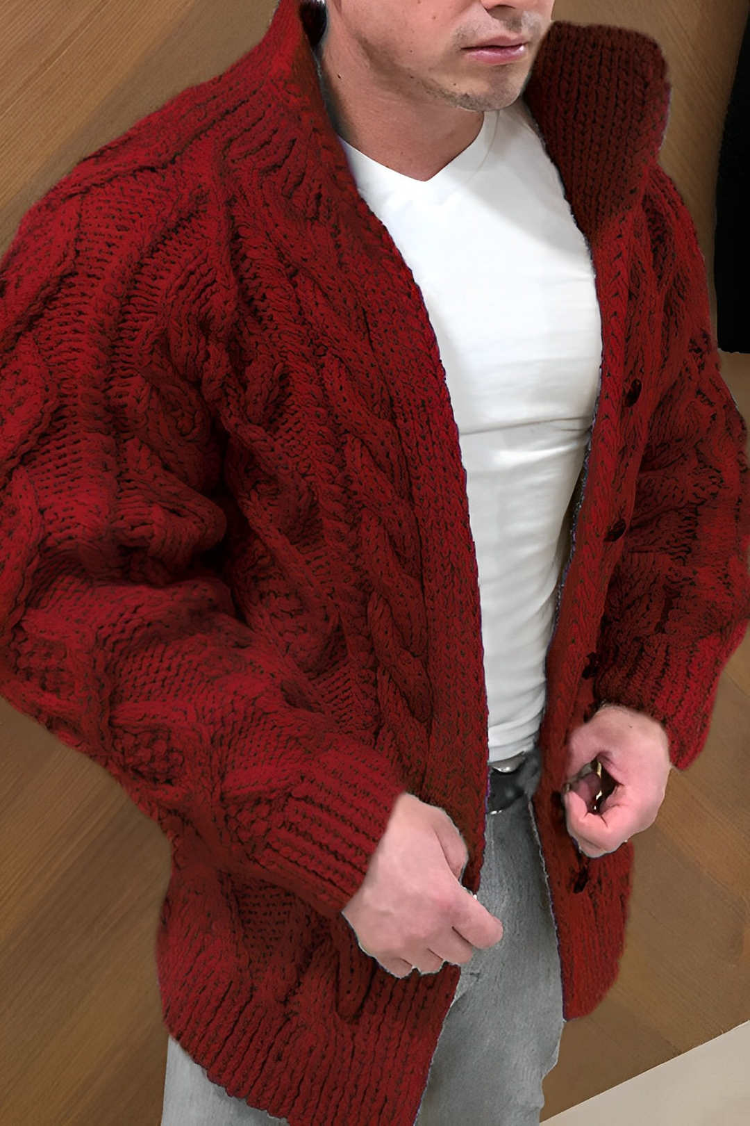 Warm Cardigan with Cable Pattern