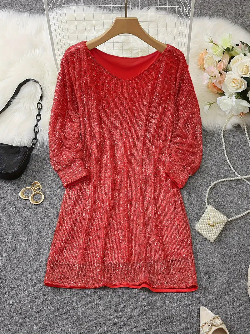 Party Sequin Dress with Contrast