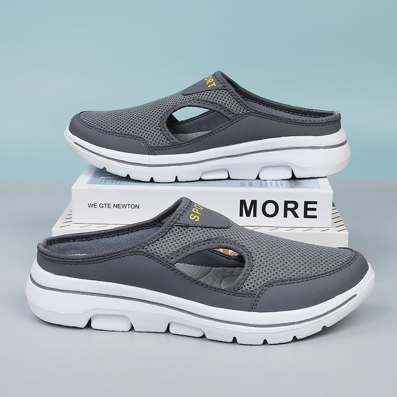 Women's Slip-On Mules in Mesh with Side Cutouts