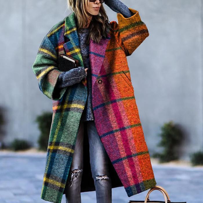 Men's Long Coat, Oversized Winter Coat with Notch Lapel & Pockets