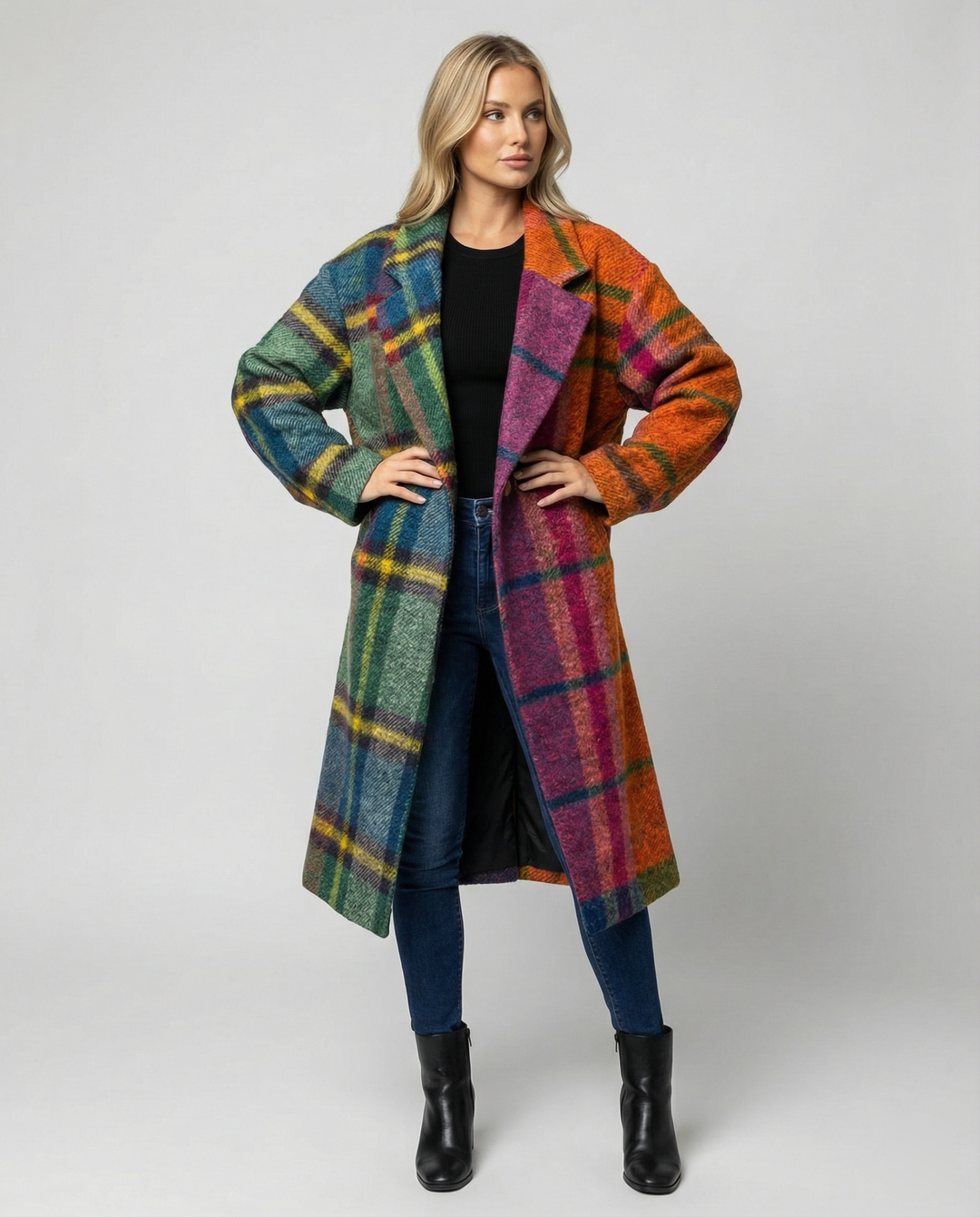 Men's Long Coat, Oversized Winter Coat with Notch Lapel & Pockets