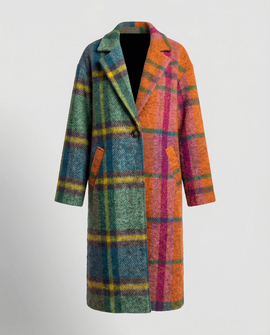 Men's Long Coat, Oversized Winter Coat with Notch Lapel & Pockets