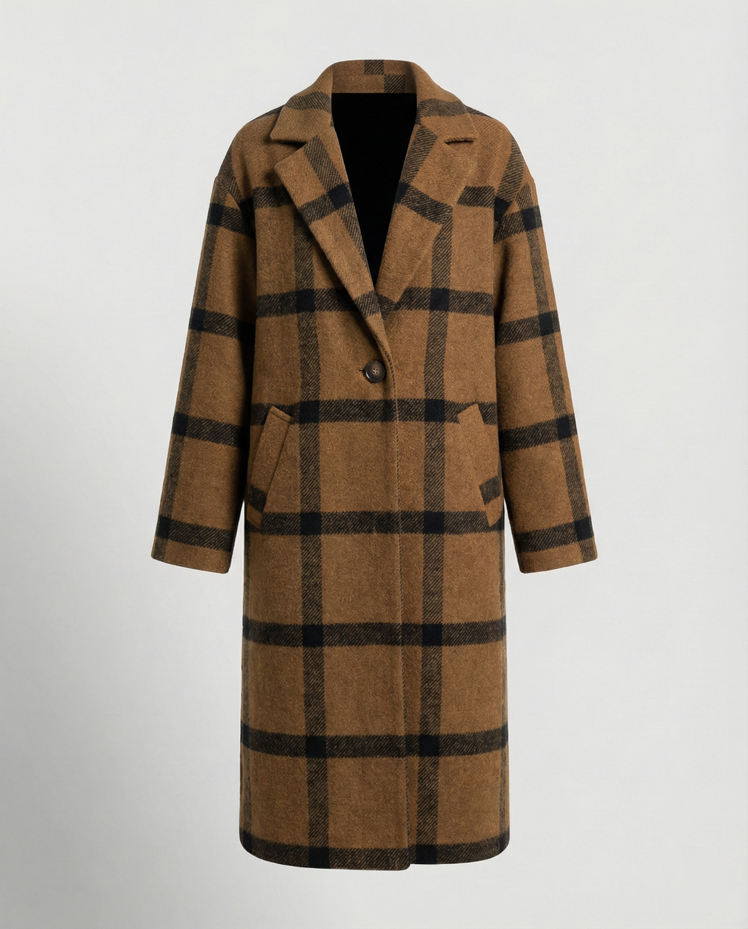 Men's Long Coat, Oversized Winter Coat with Notch Lapel & Pockets