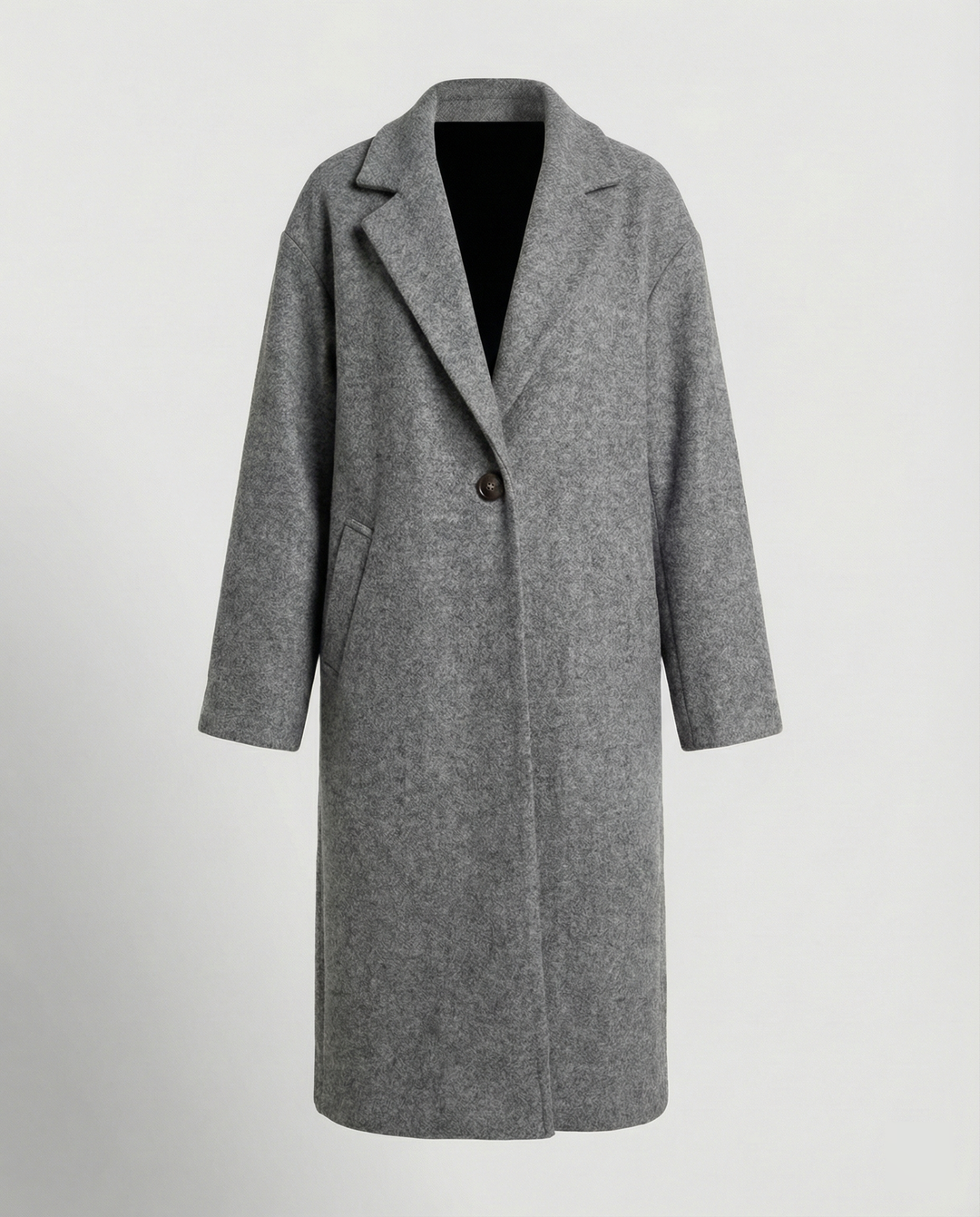 Men's Long Coat, Oversized Winter Coat with Notch Lapel & Pockets