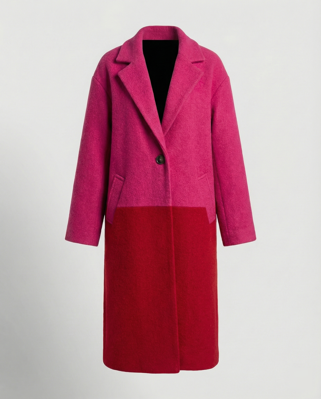 Men's Long Coat, Oversized Winter Coat with Notch Lapel & Pockets